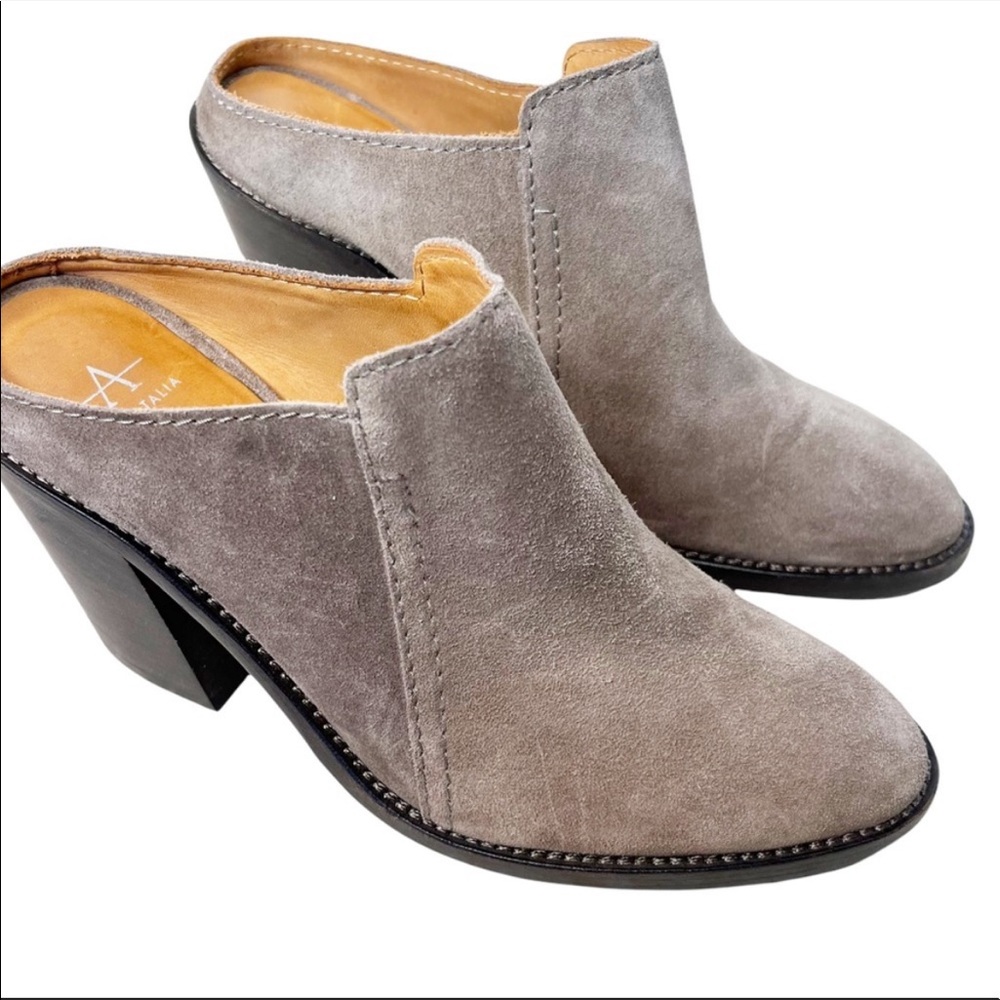 AQUATALIA New Leather Suede Stacked Heel Boots in Taupe Size 8 - Picture 15 of 15